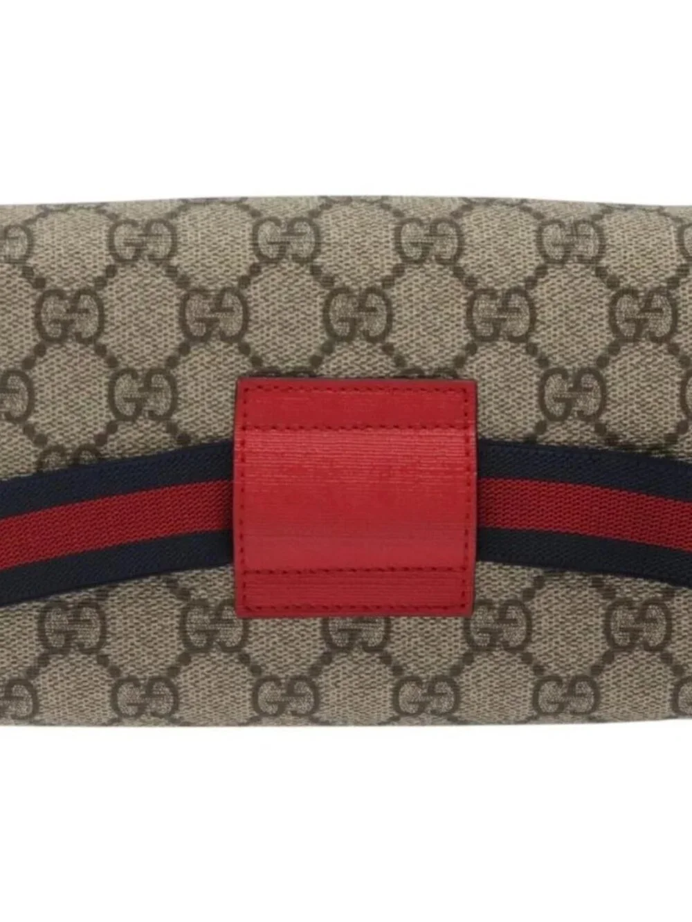 GUCCI GG Supreme Sherry Line Children Waist bag PVC Beige Red Navy Auth BD2175
